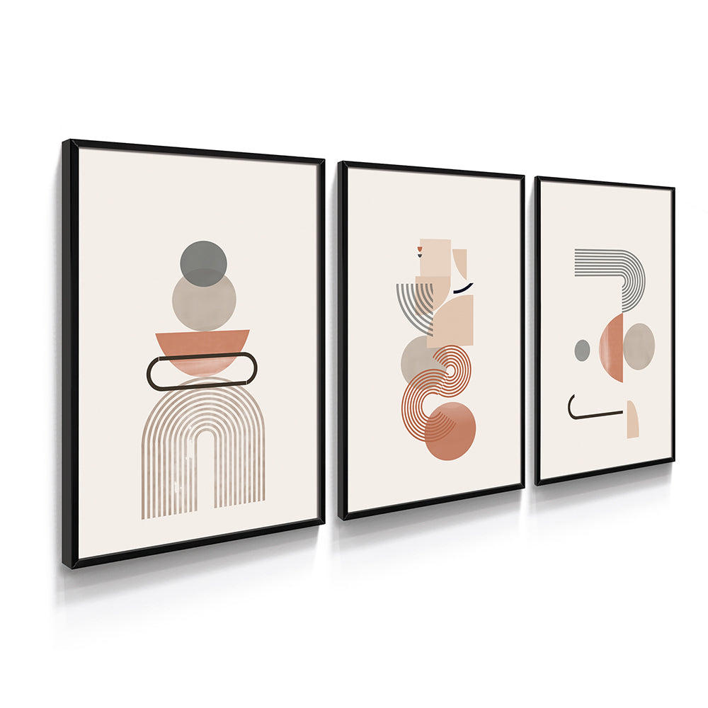 Composição de quadros Trio Formas em Terracota 2