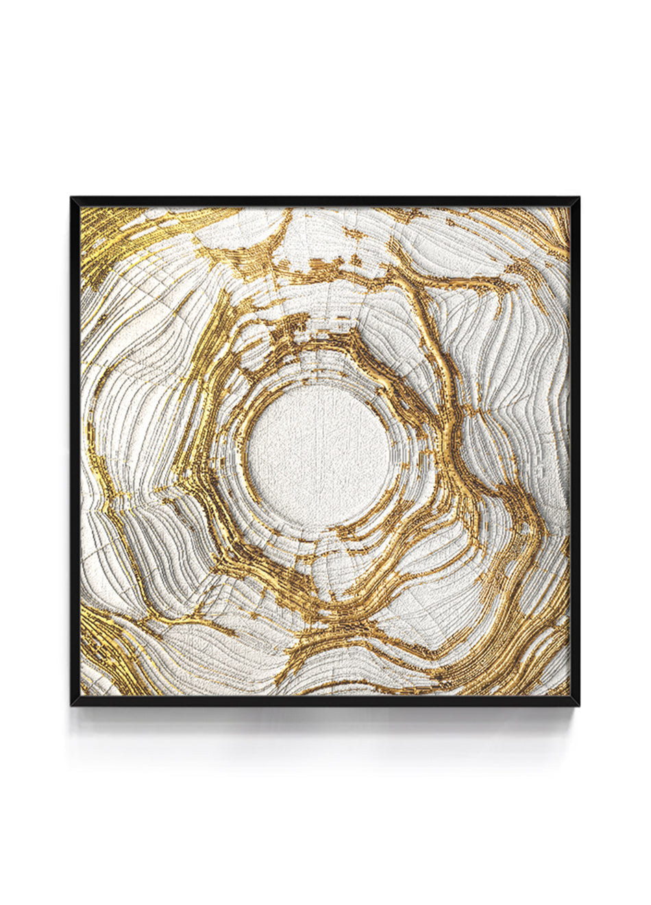 Quadro Textura Círculo Branco & Dourado 3