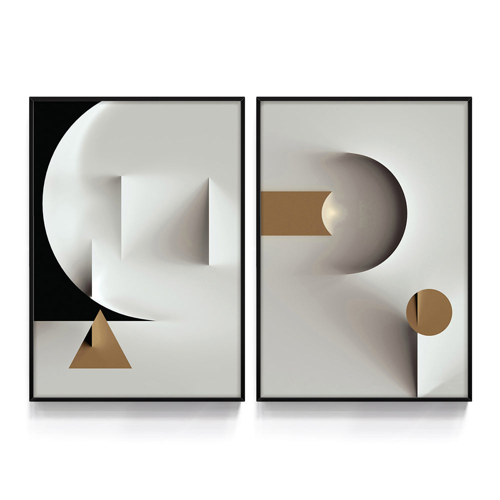 Composição de quadros Duo Abstrato Lua 6