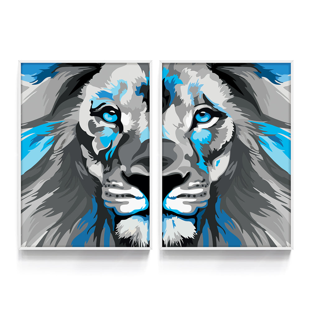 Composição de quadros Leão Azul