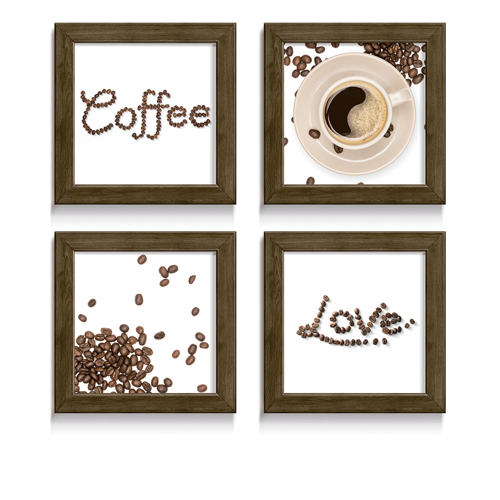 Composição de quadros Love Coffee Grãos