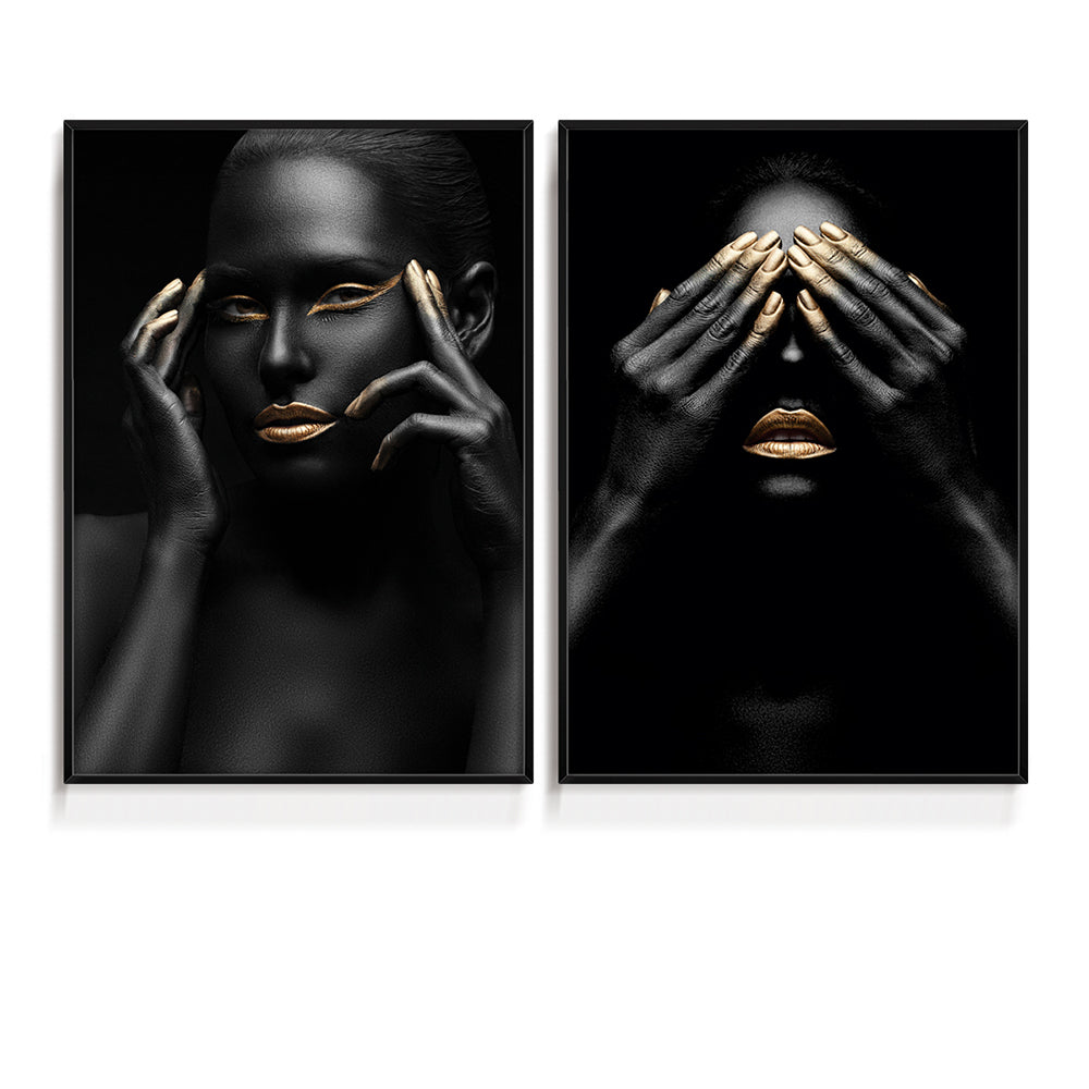 Composição de quadros Black & Gold Women Duo