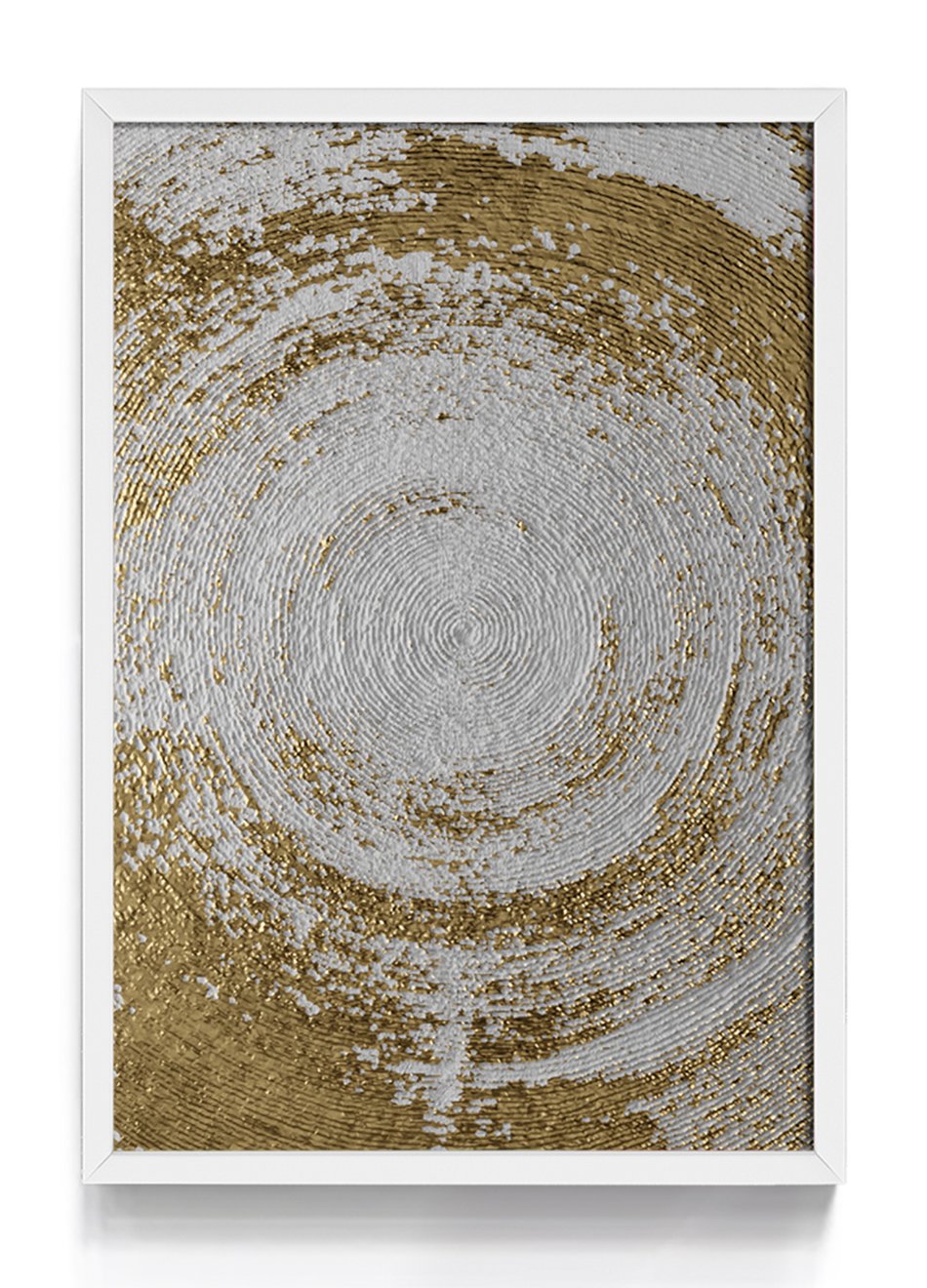 Quadro Textura Círculo Branco & Dourado 1