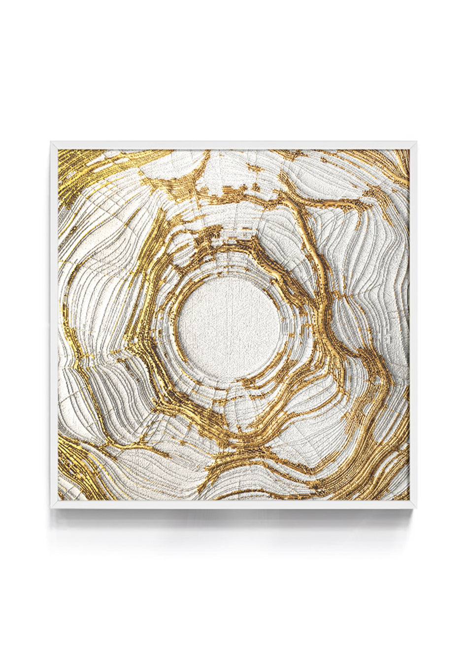 Quadro Textura Círculo Branco & Dourado 3