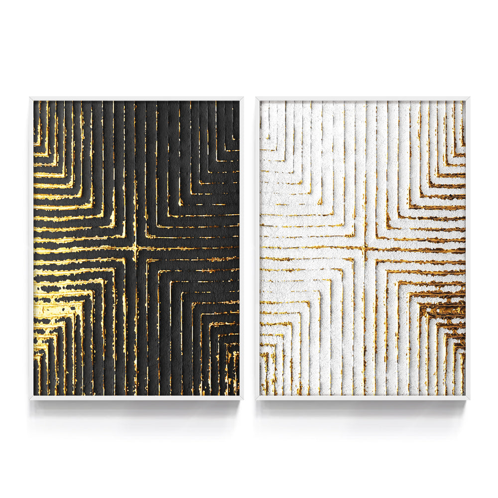 Composição de quadros Duo Textura Dourada 3