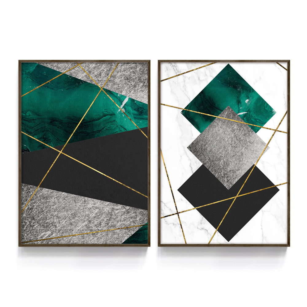 Composição de quadros Duo Zara Geométrico Cinza/Preto