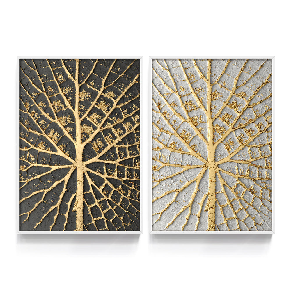 Composição de quadros Duo Ramificações em Dourado