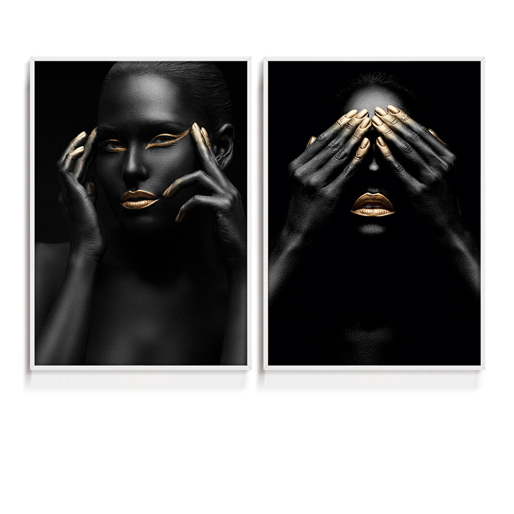Composição de quadros Black & Gold Women Duo