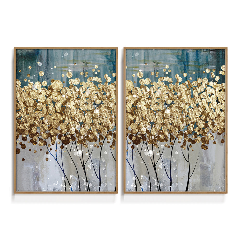 Composição de Quadros Arbustos Dourados Duo