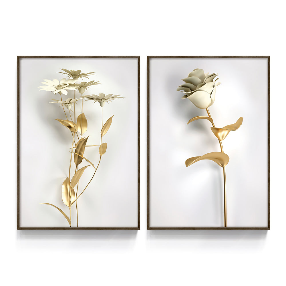 Composição de quadros Floral Ouro