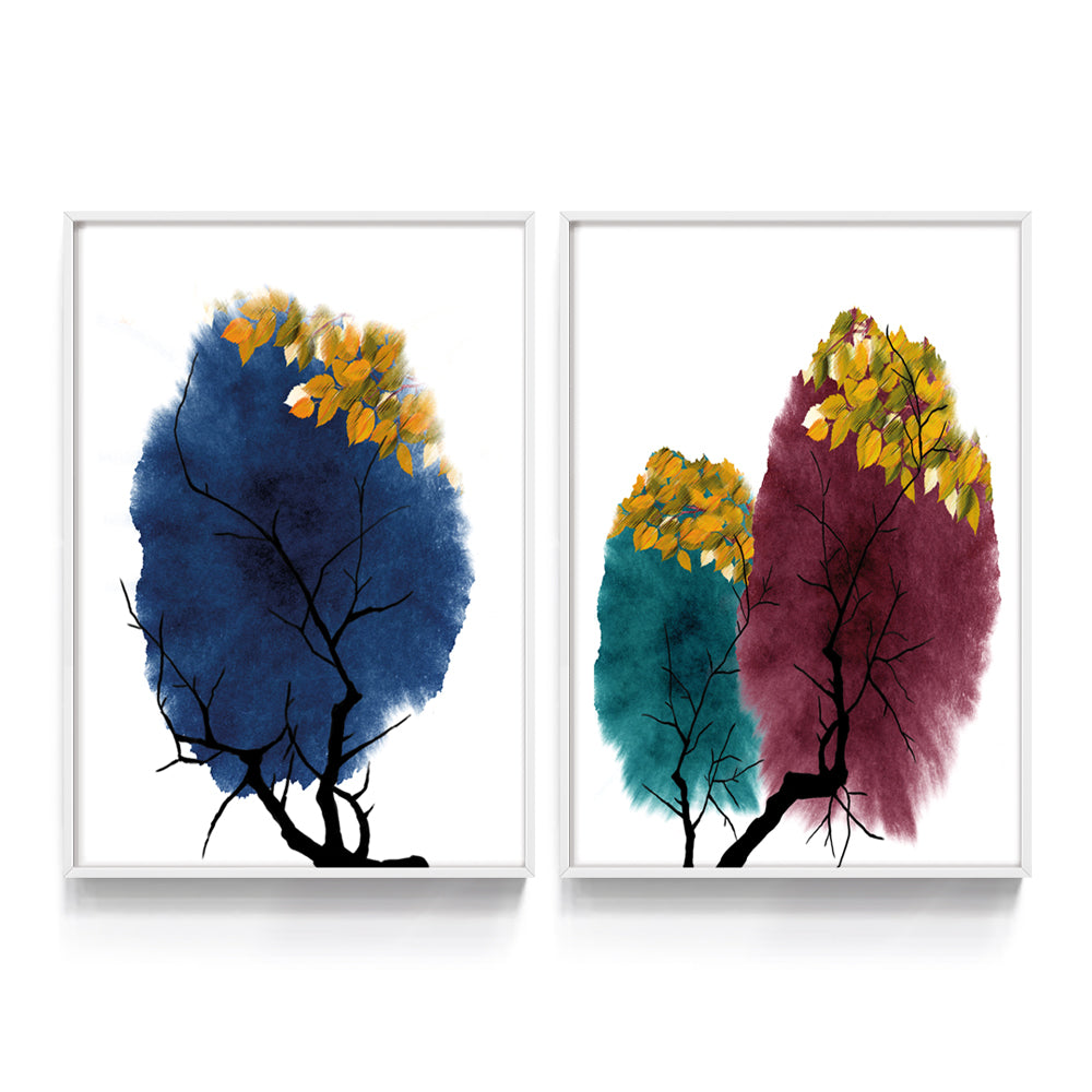 Composição de quadros Duo Arbustos Coloridos