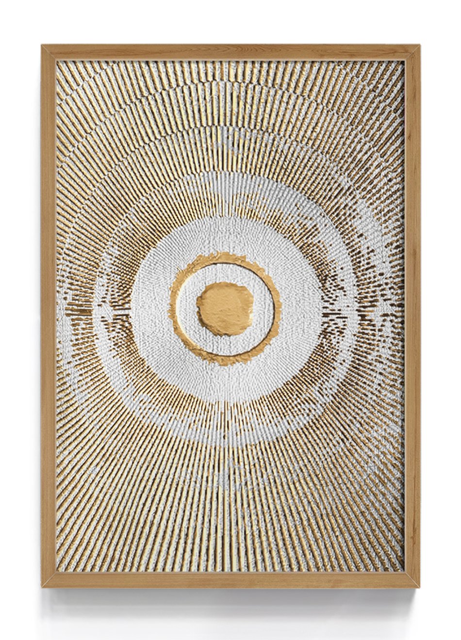 Quadro Textura Círculo Branco & Dourado 2