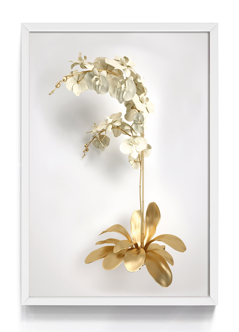 Quadro Flor Dourada e Branca 4