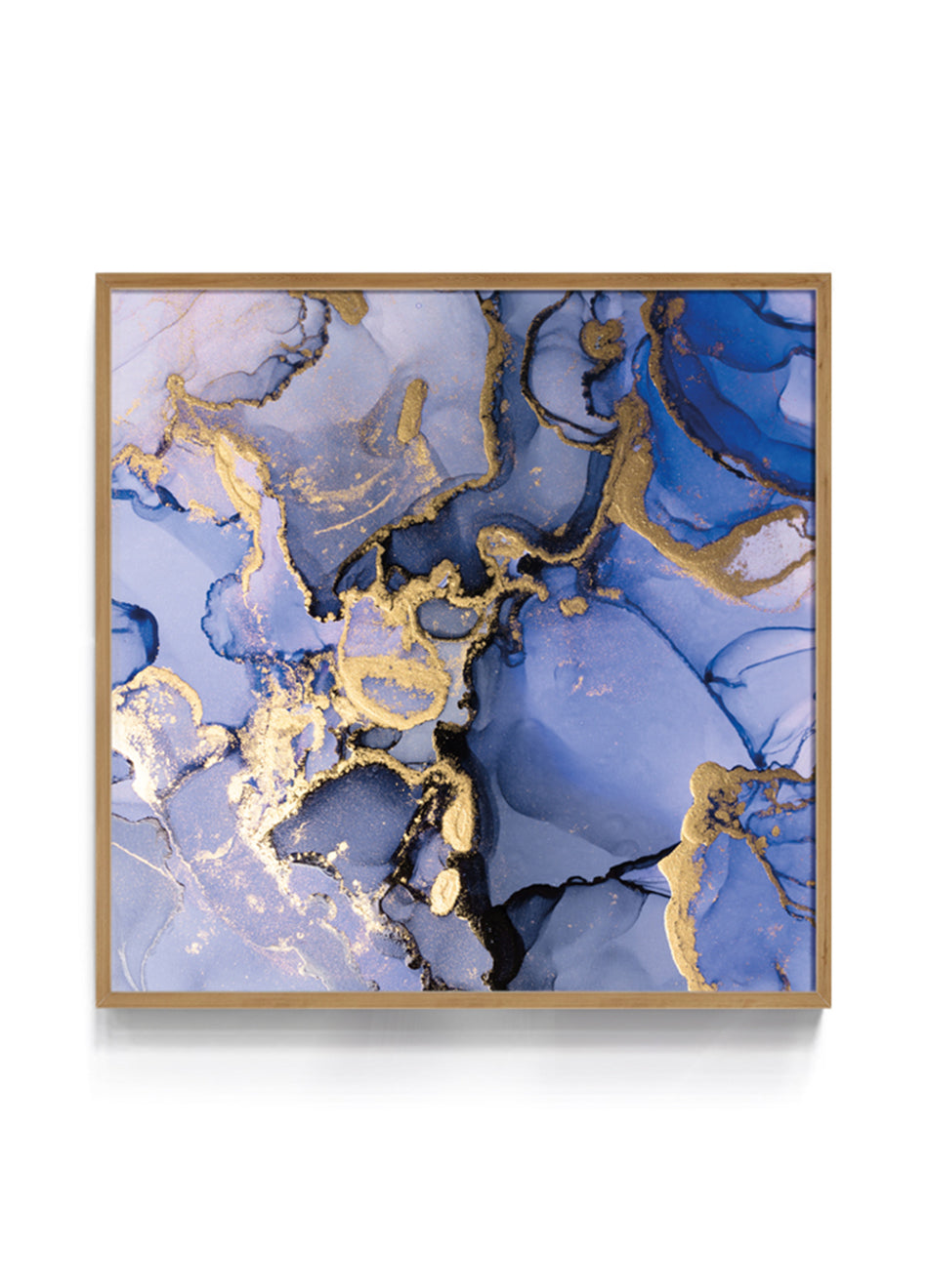 Quadro Abstrato Dourado & Tons Azuis