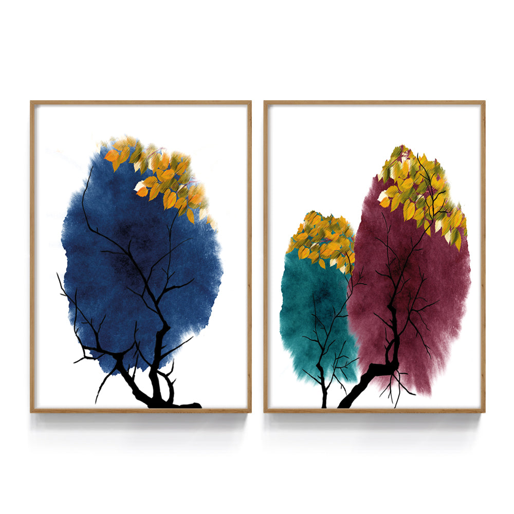 Composição de quadros Duo Arbustos Coloridos