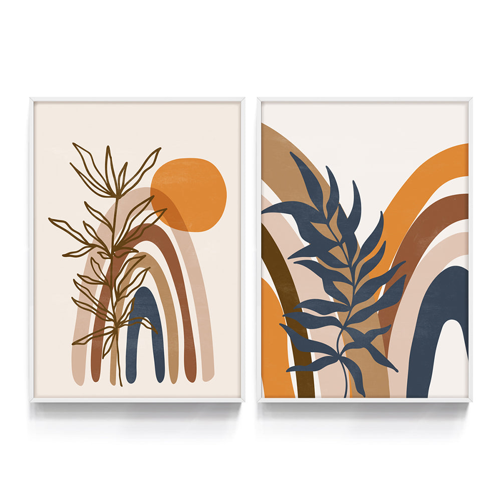 Composição de quadros Duo Abstrato Terracota 2