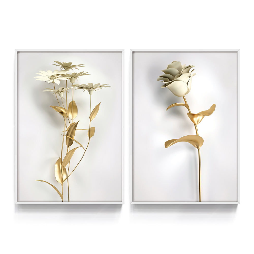 Composição de quadros Floral Ouro