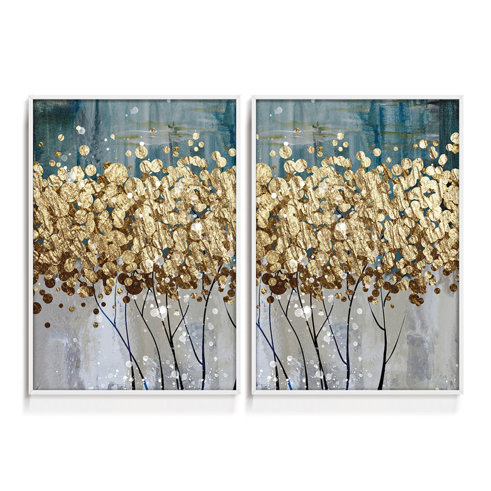 Composição de Quadros Arbustos Dourados Duo