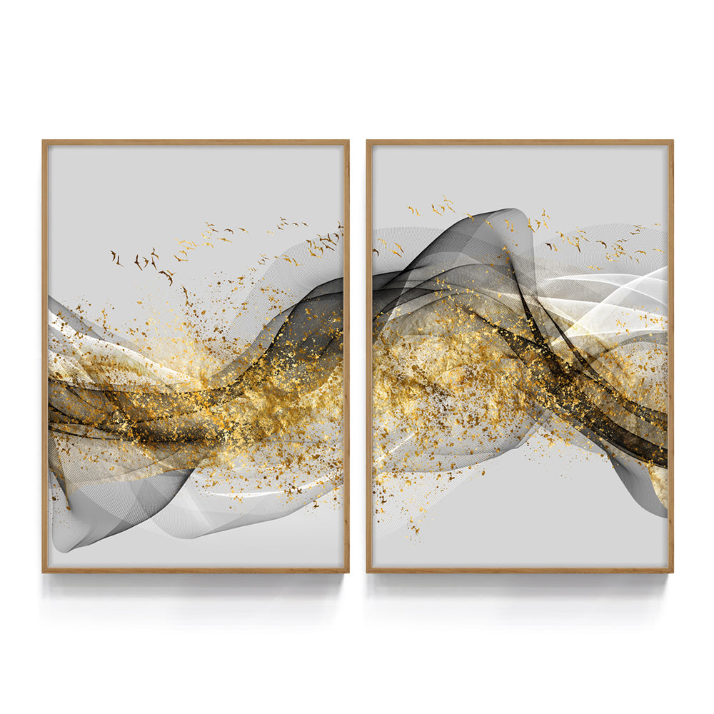 Composição de quadros Duo Ondas Gold