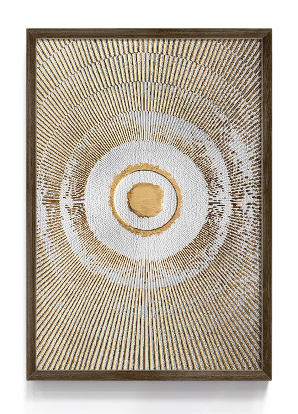 Quadro Textura Círculo Branco & Dourado 2