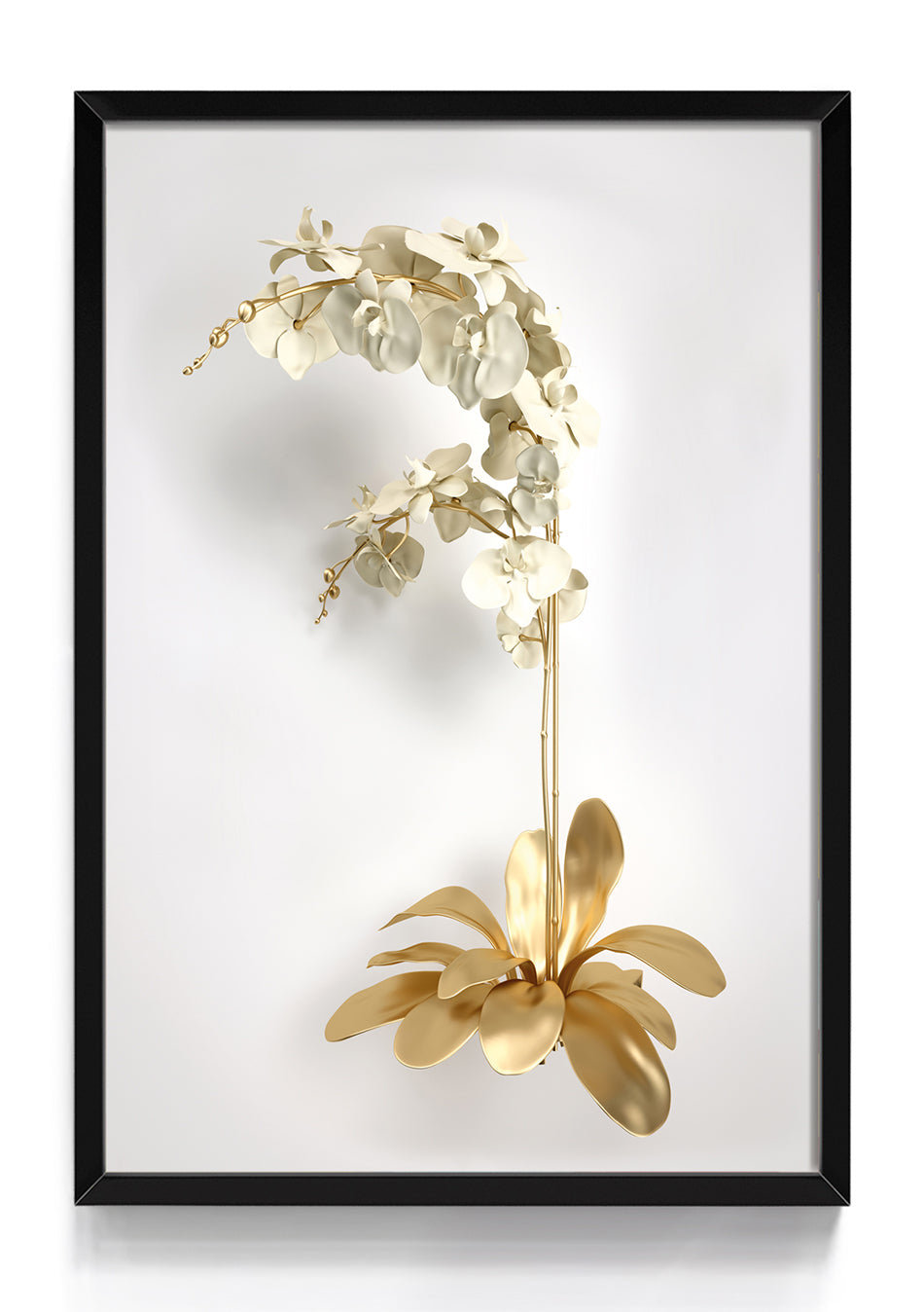 Quadro Flor Dourada e Branca 4