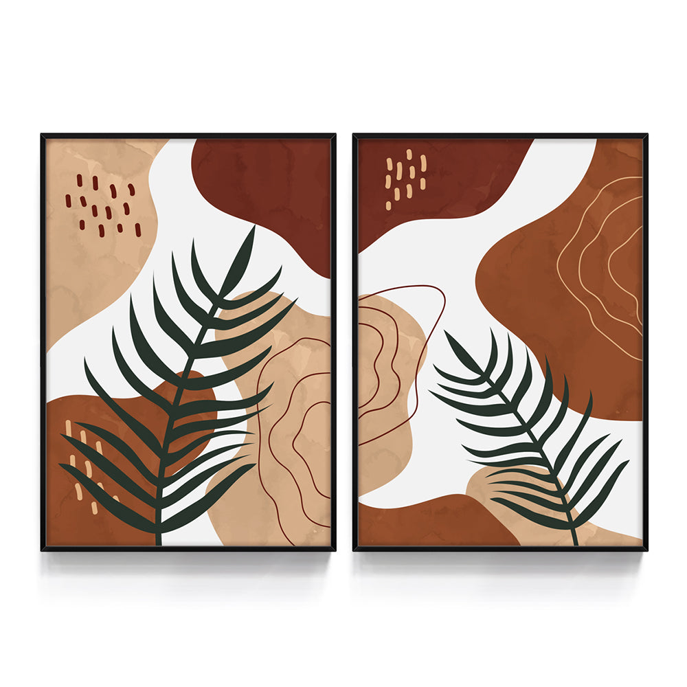 Composição de quadros Botânico Abstrato Terracota
