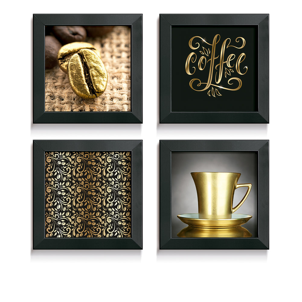 Composição de quadros Golden Coffee Quarteto