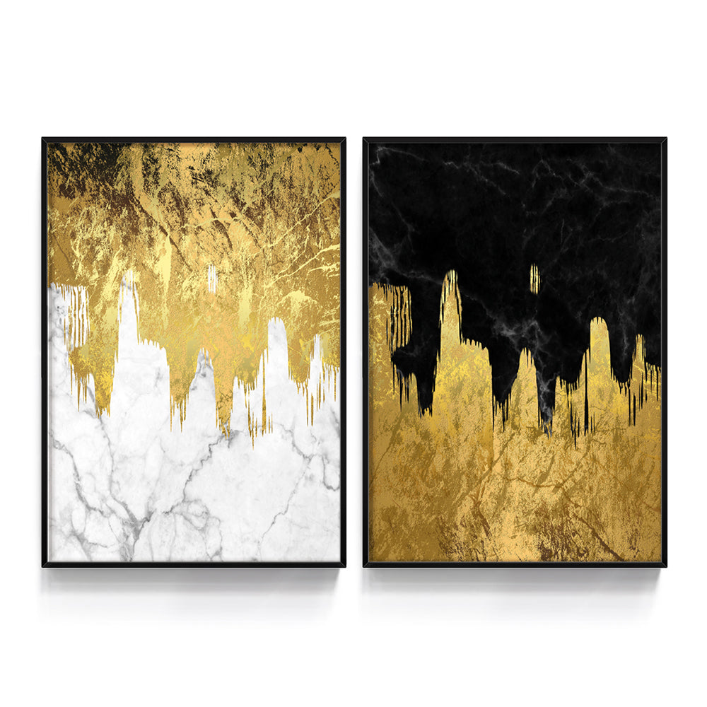 Composição de quadros Mármore Ouro Duo