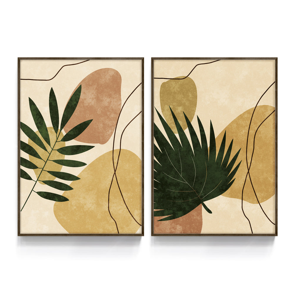Composição de quadros Duo Boho Terracota Botânico