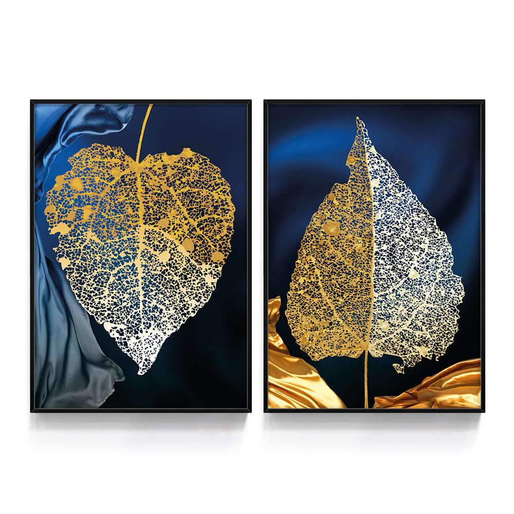 Composição de quadros Duo Folhas de Ouro