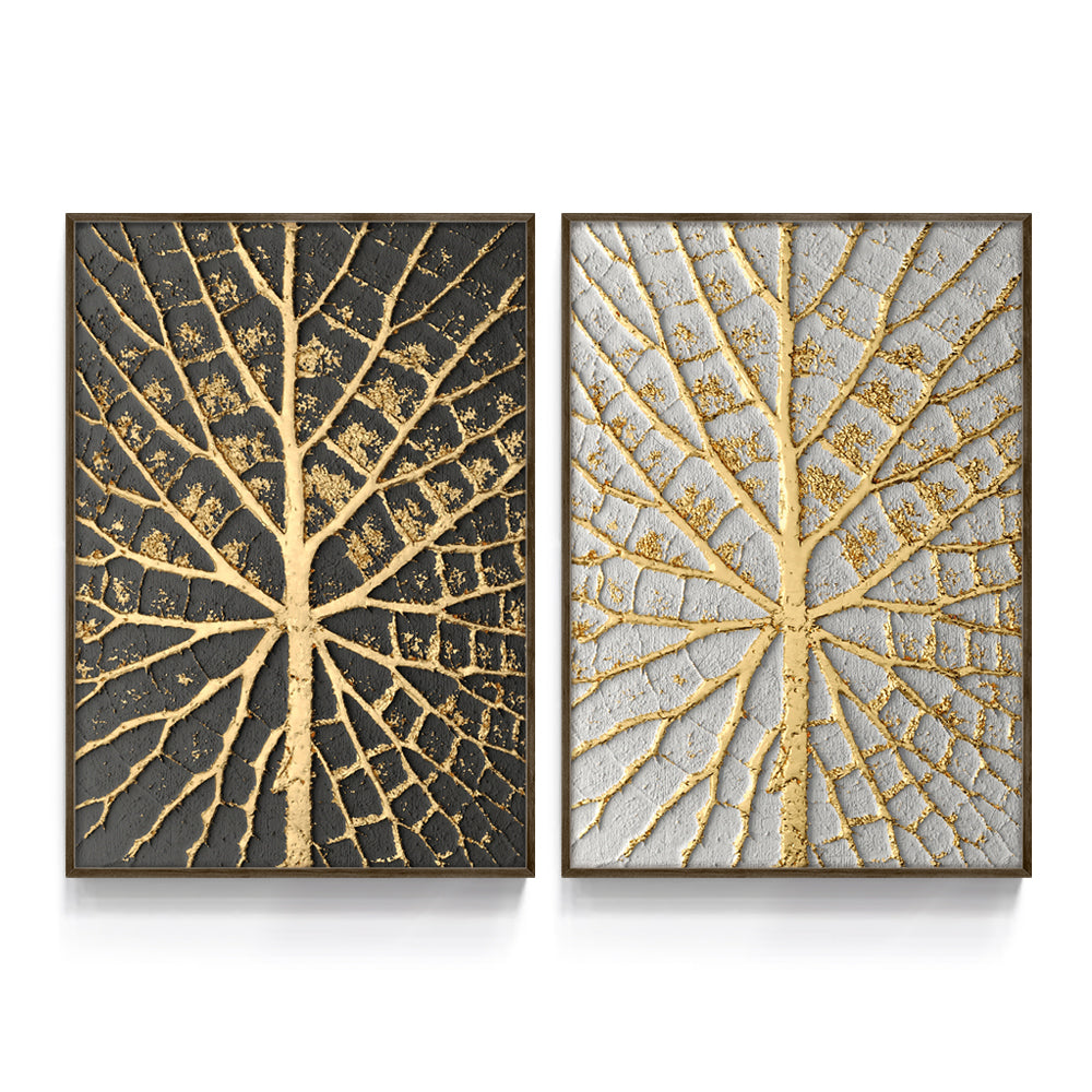 Composição de quadros Duo Ramificações em Dourado