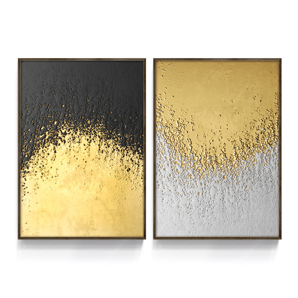 Composição de quadros Duo Textura Dourada 1