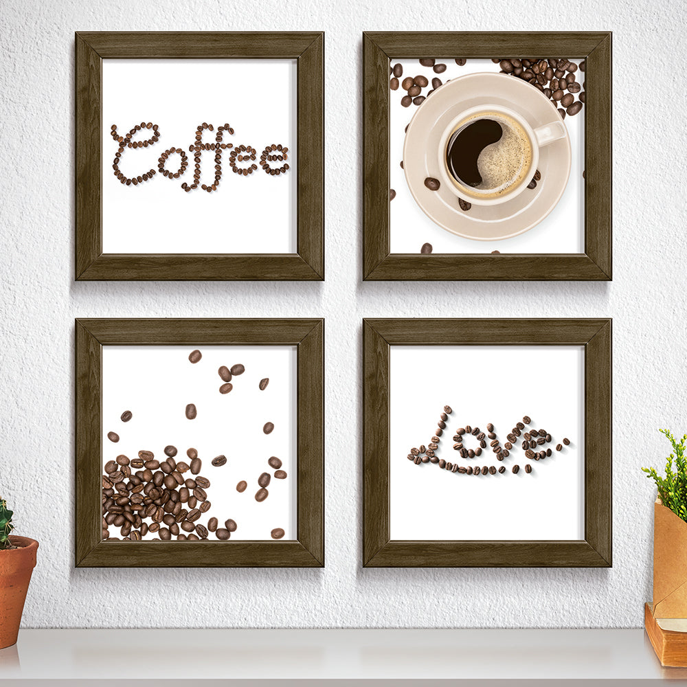 Composição de quadros Love Coffee Grãos