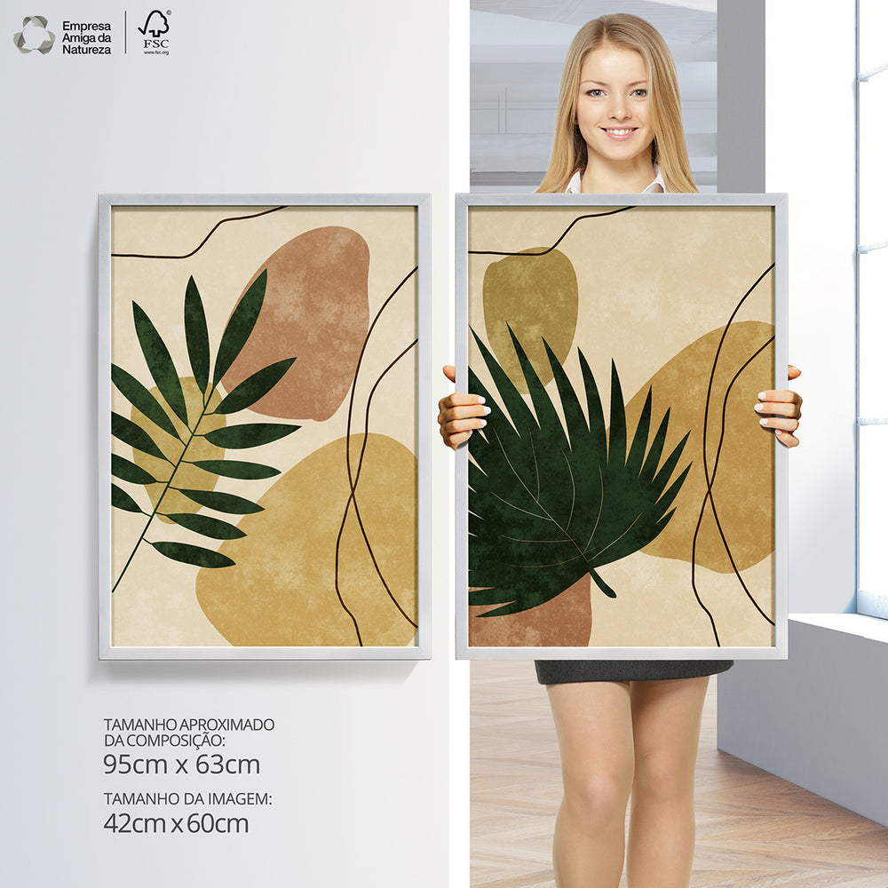 Composição de quadros Duo Boho Terracota Botânico