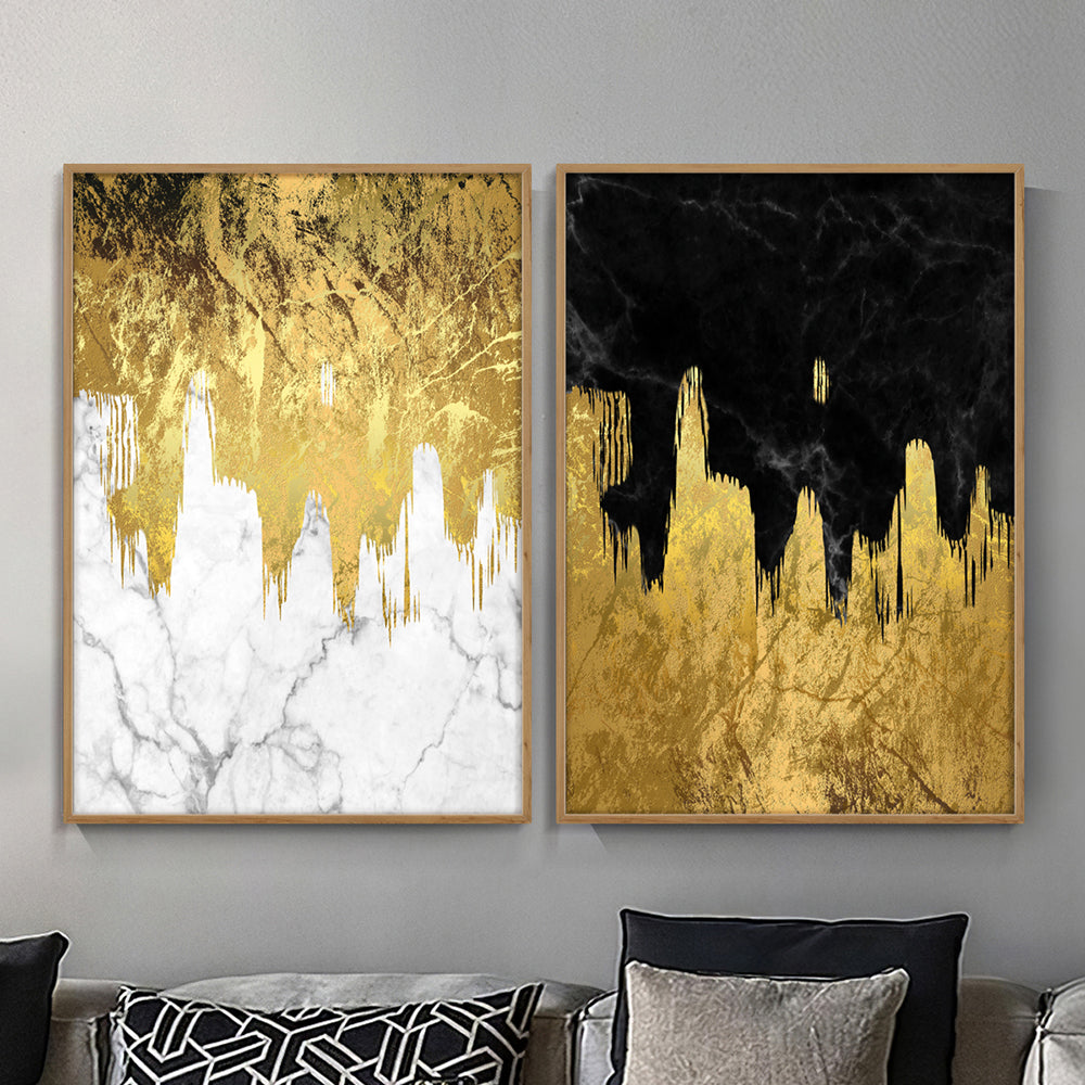 Composição de quadros Mármore Ouro Duo