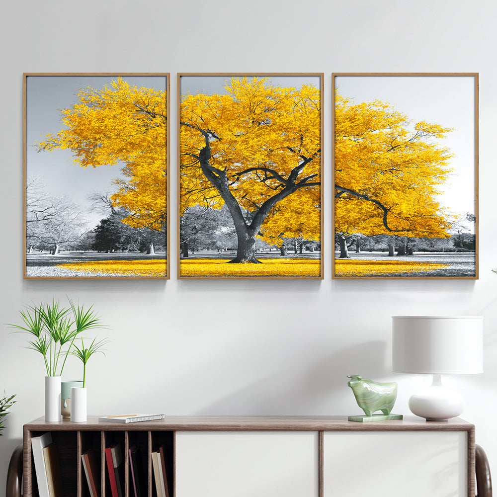 Composição de quadros Árvore da Vida Amarelo Emoldurada