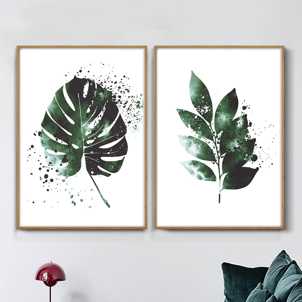 Composição de quadros Duo Folhas Verdes