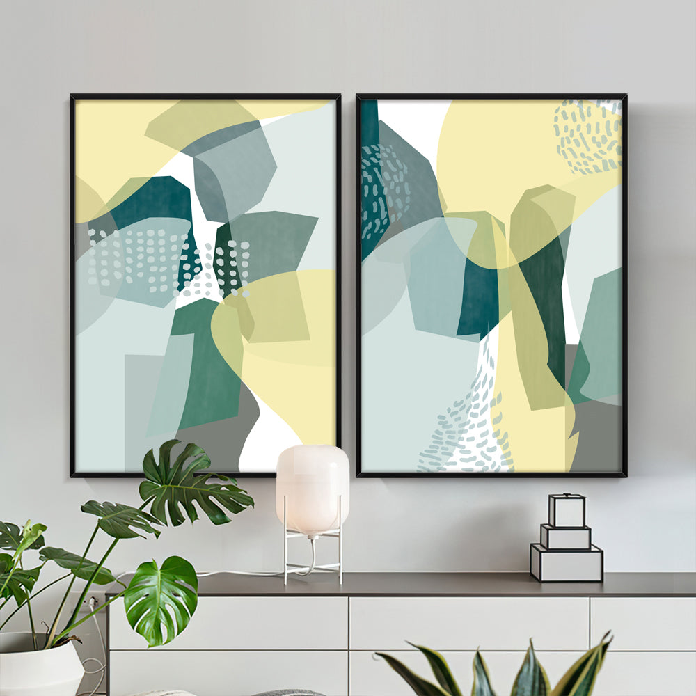 Composição de quadros Duo Abstrato Pastel