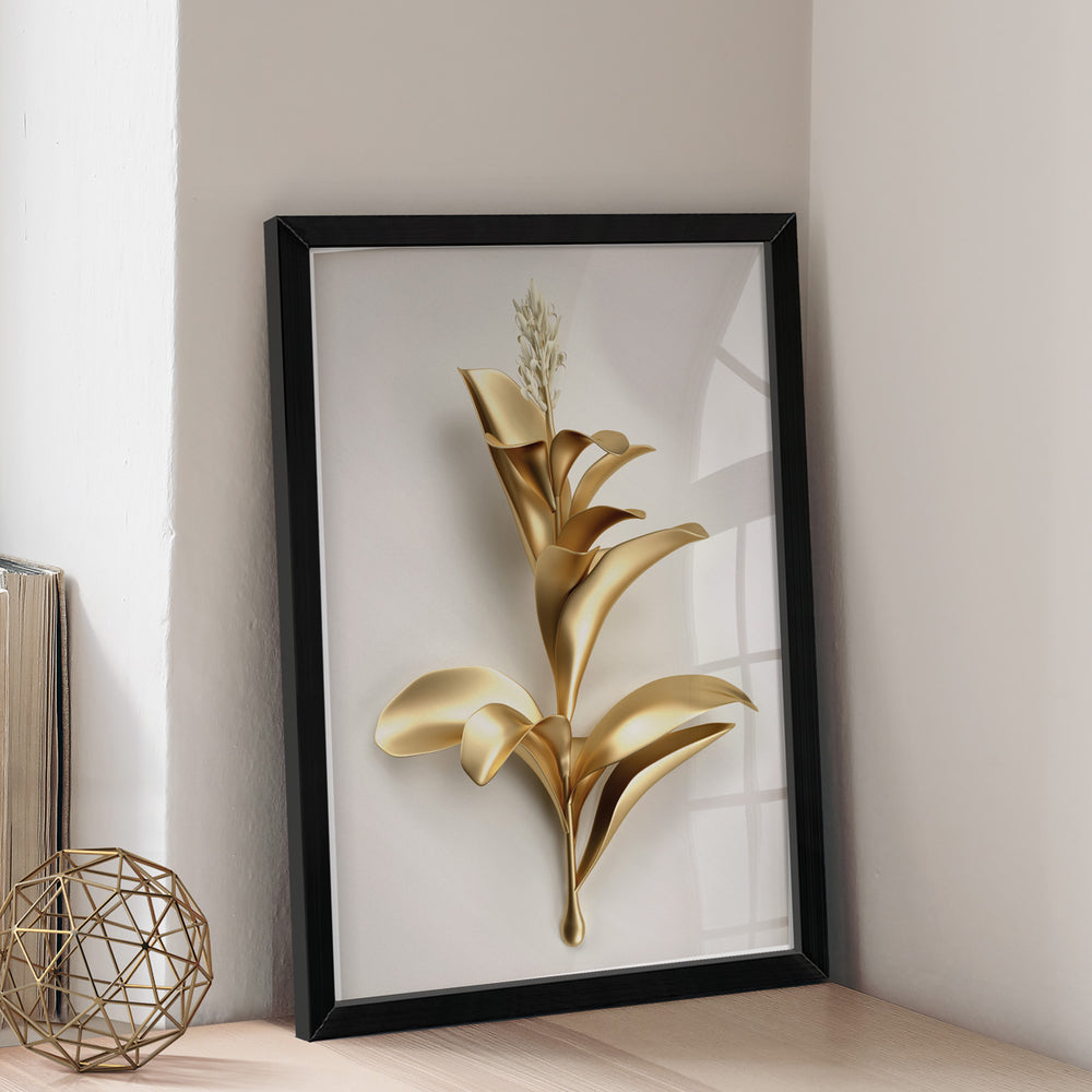 Quadro Efeito 3D Flor Gold