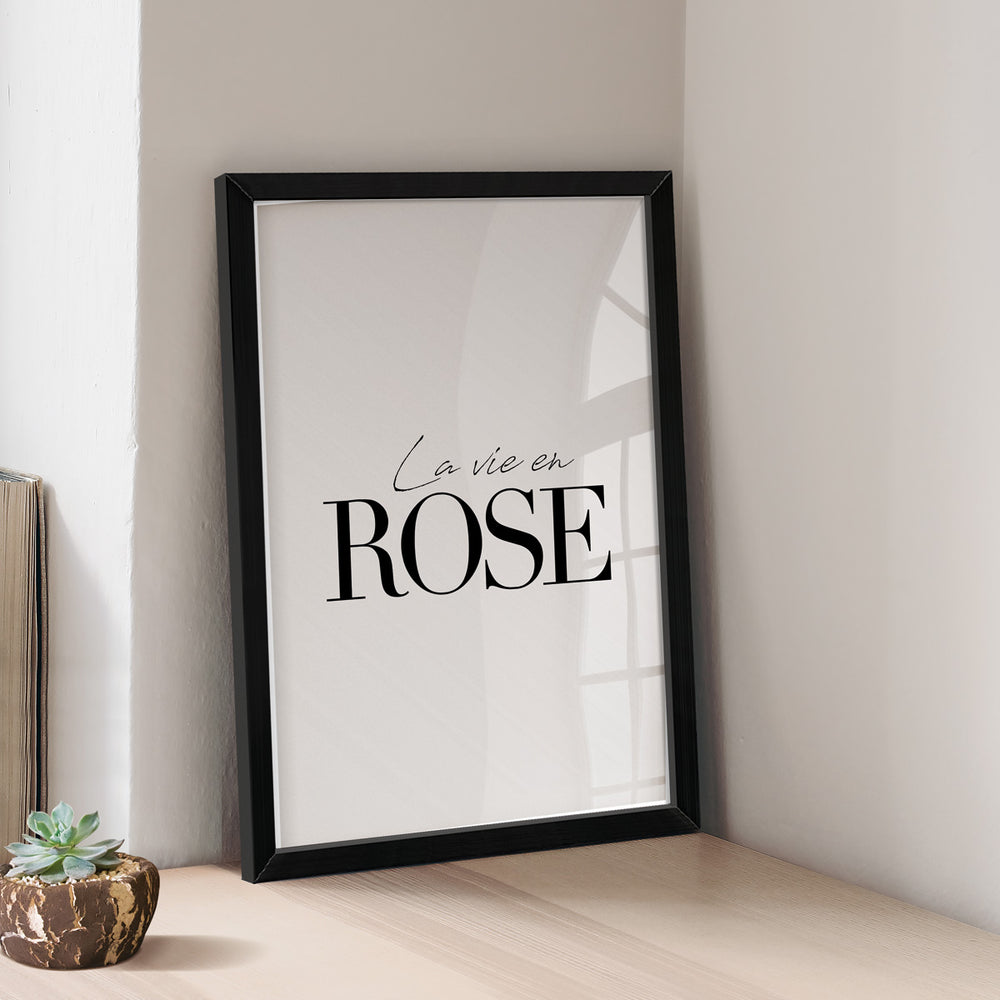 Quadro Frase - La Vie Eh Rose