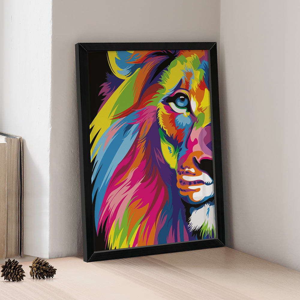 Quadro Leão Moderno Colorido
