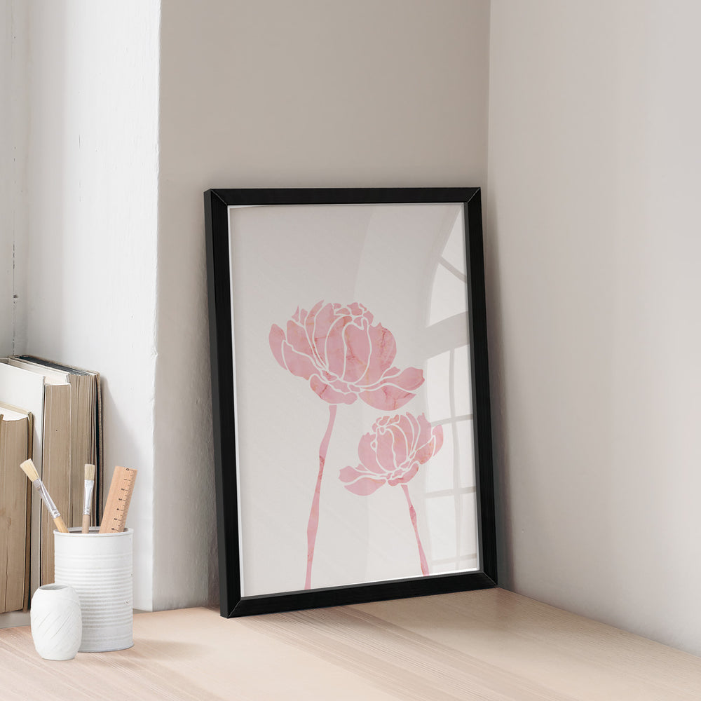 Quadro Flores Rosas Minimalista