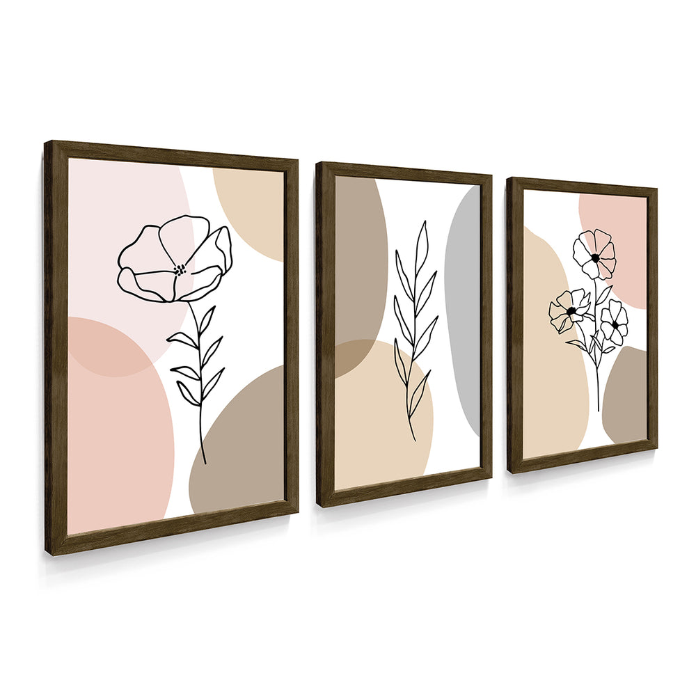 Composição de Quadros Flores Botânicas Boho