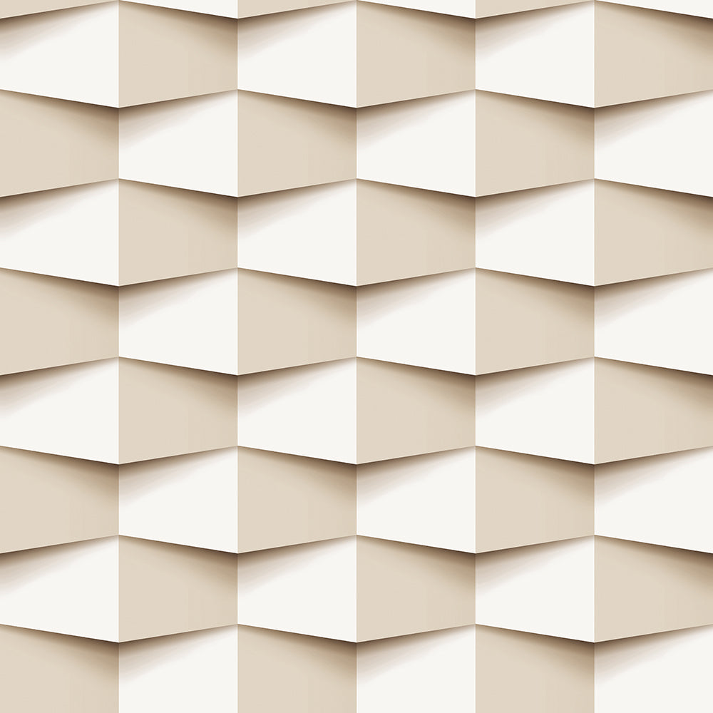 Papel de parede Geométrico 3D Bege
