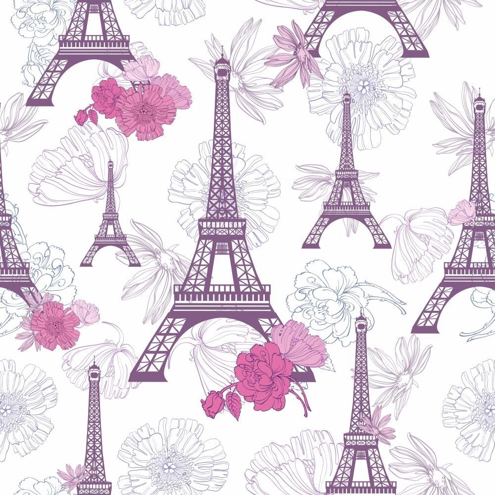 Papel de parede Flores & Torre Eiffel