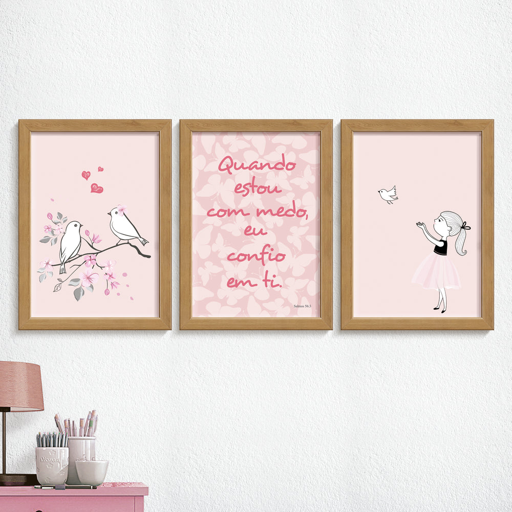 Composição de quadros Minha Princesa & Passarinhos 1