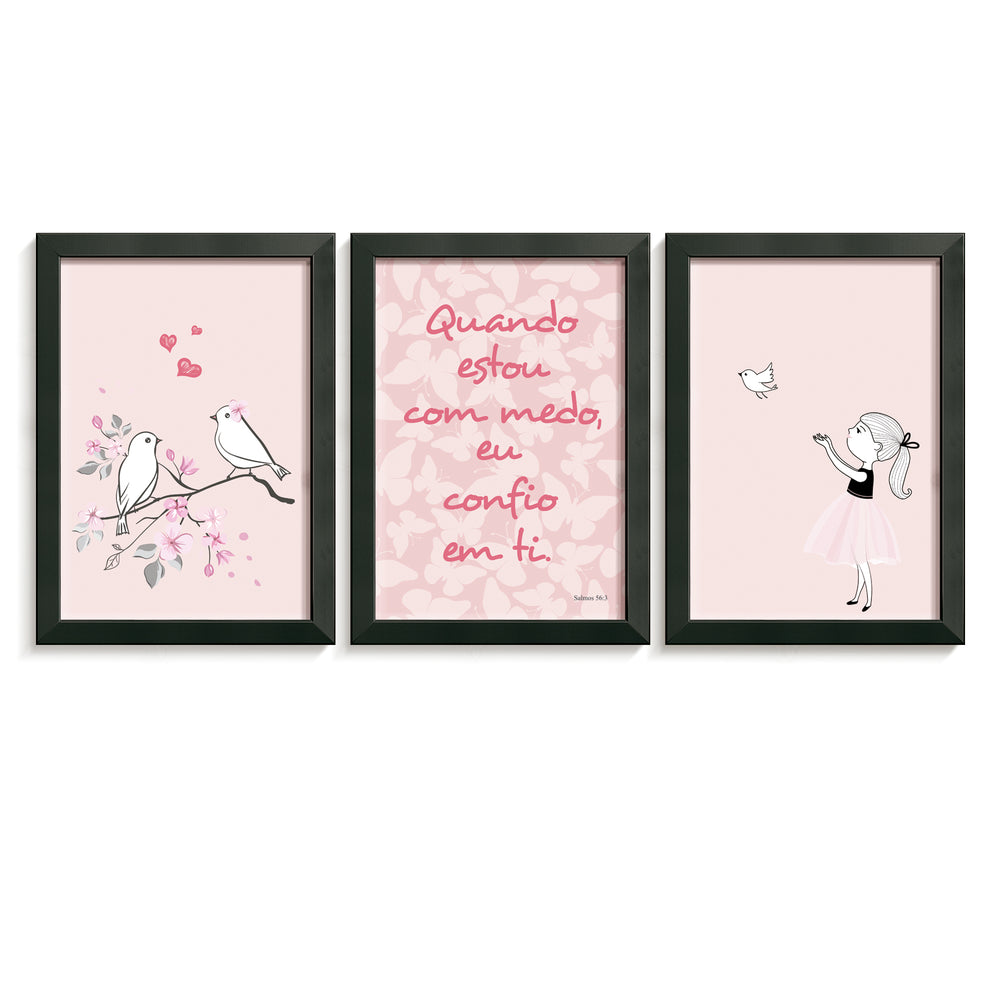 Composição de quadros Minha Princesa & Passarinhos 1