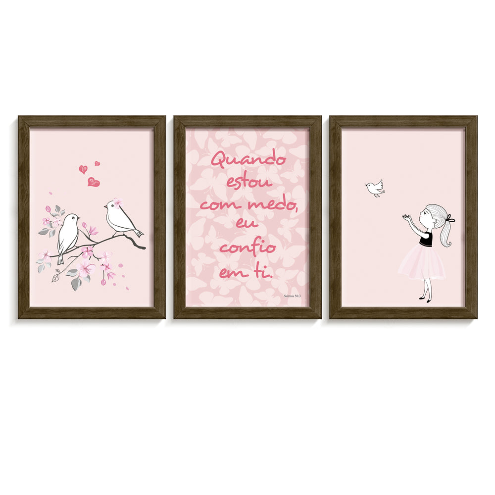 Composição de quadros Minha Princesa & Passarinhos 1