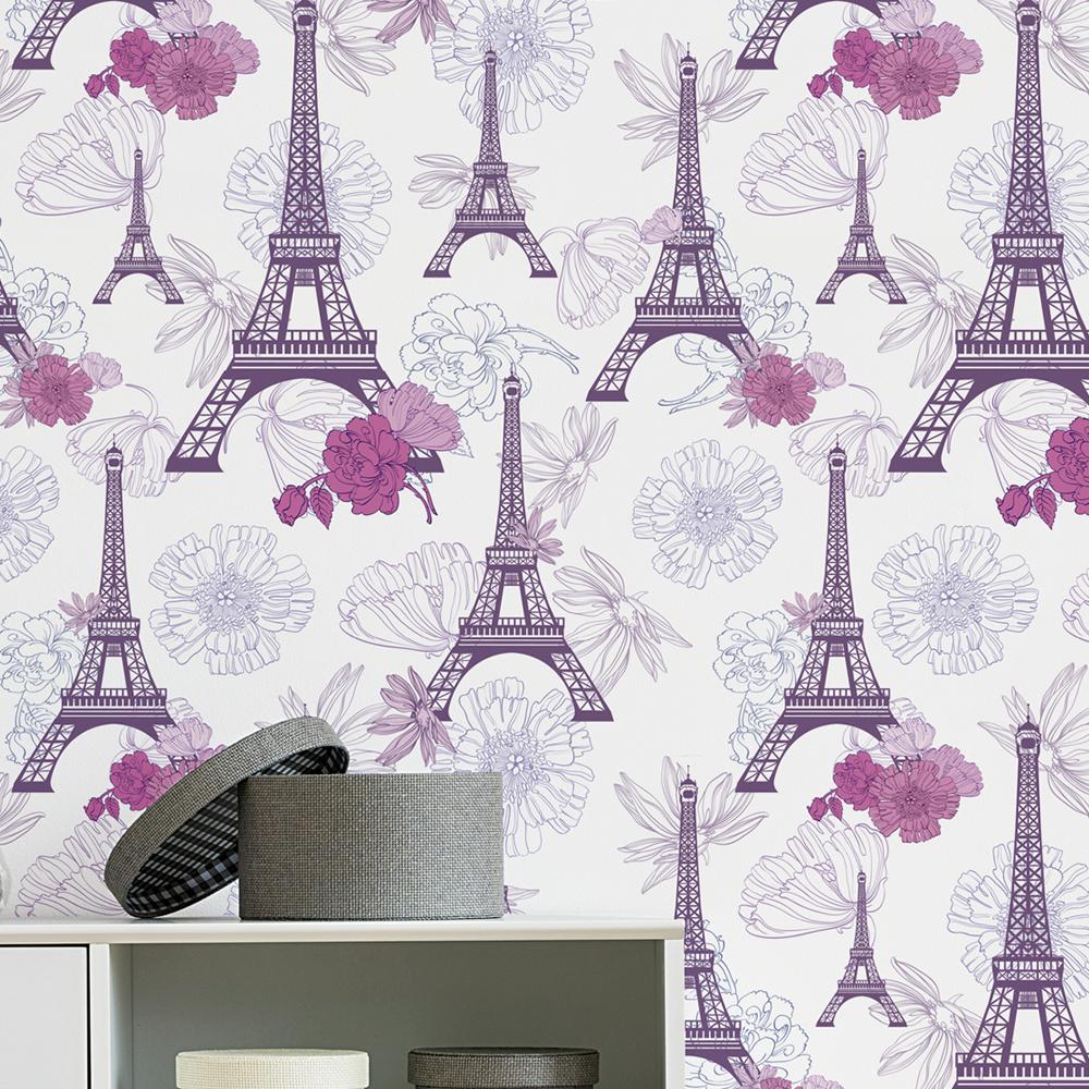 Papel de parede Flores & Torre Eiffel