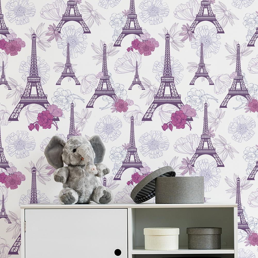 Papel de parede Flores & Torre Eiffel